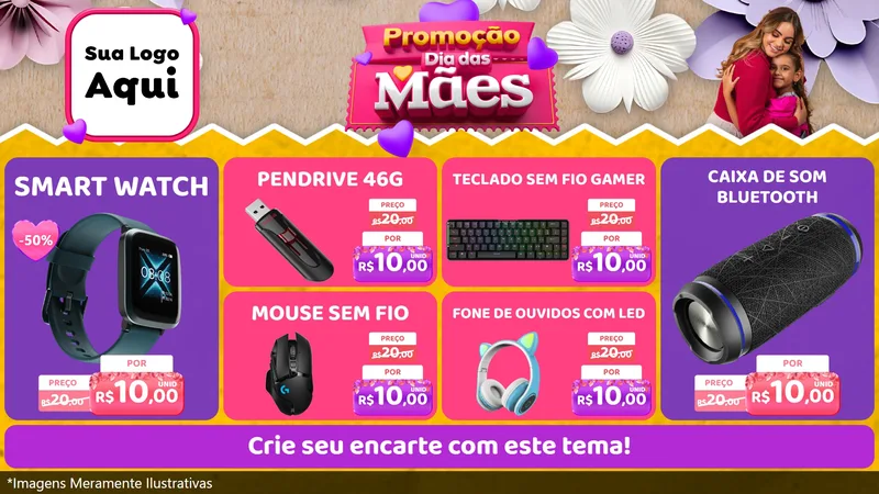 Modelo de TV para TV Horizontal com o tema Promoção Dia das Mães para Informática