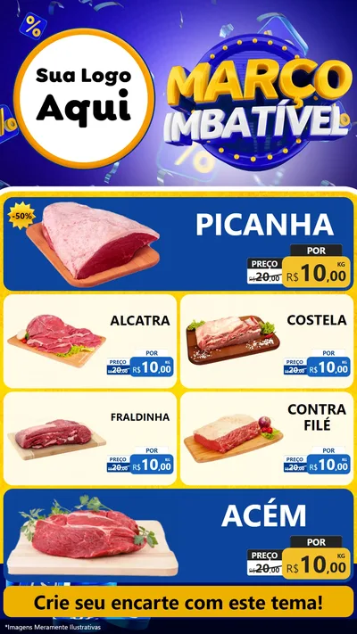 Modelo de TV para TV Vertical com o tema Março Imbatível para Açougue
