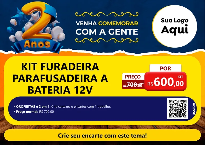 Modelo de Cartaz para Cartaz A4 Horizontal com o tema Aniversário de 2 anos para Maquinas e Ferramentas