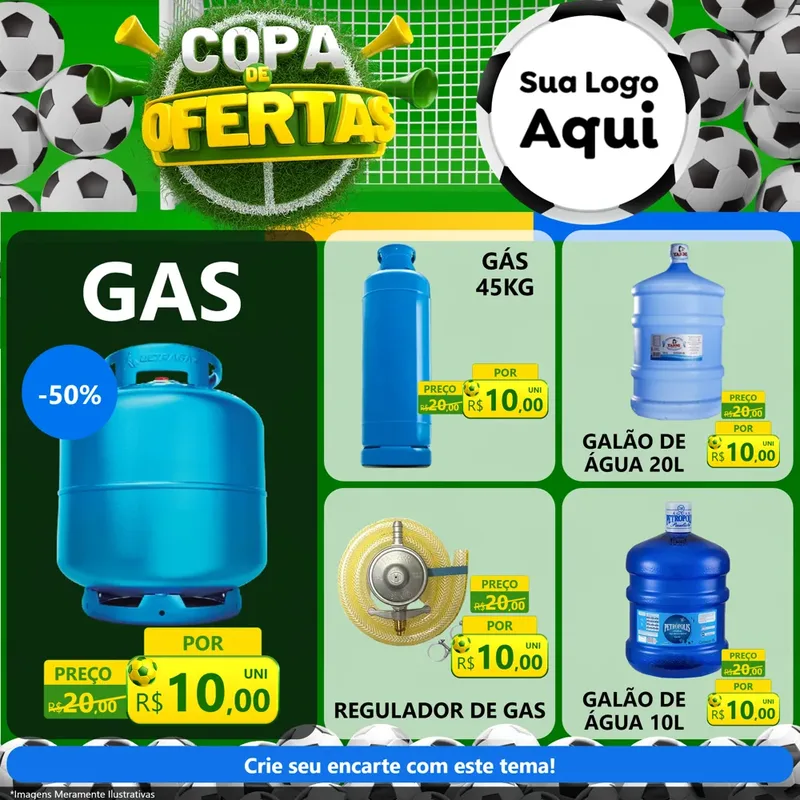 Modelo de Rede Social para Feed Facebook com o tema Copa De Ofertas para Água e gás