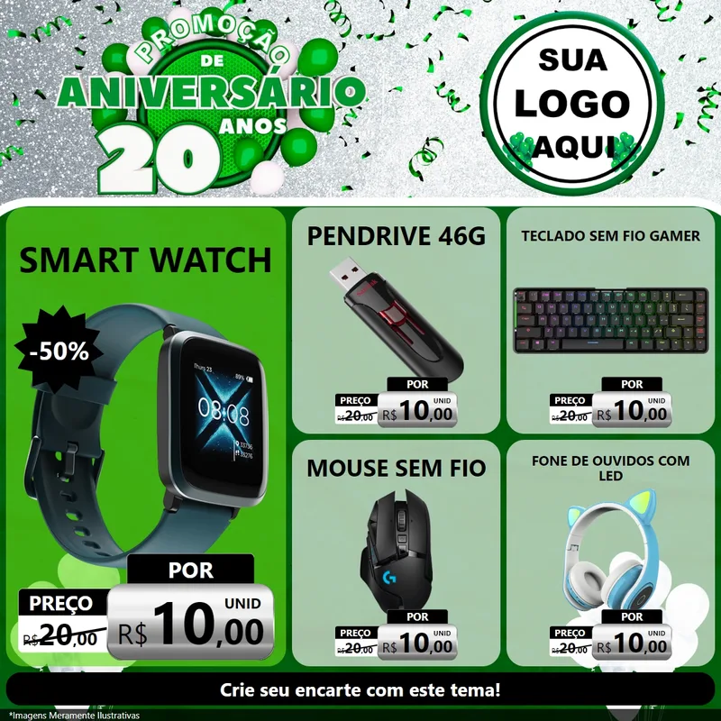 Modelo de Rede Social para Feed Facebook com o tema Promoção de Aniversário - 20 Anos para Informática