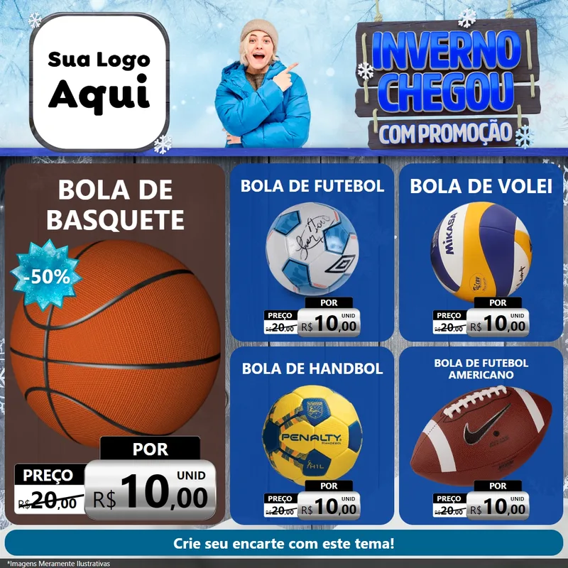 Modelo de Rede Social para Feed Facebook com o tema Inverno Chegou Com Promoção para Artigos Esportivos