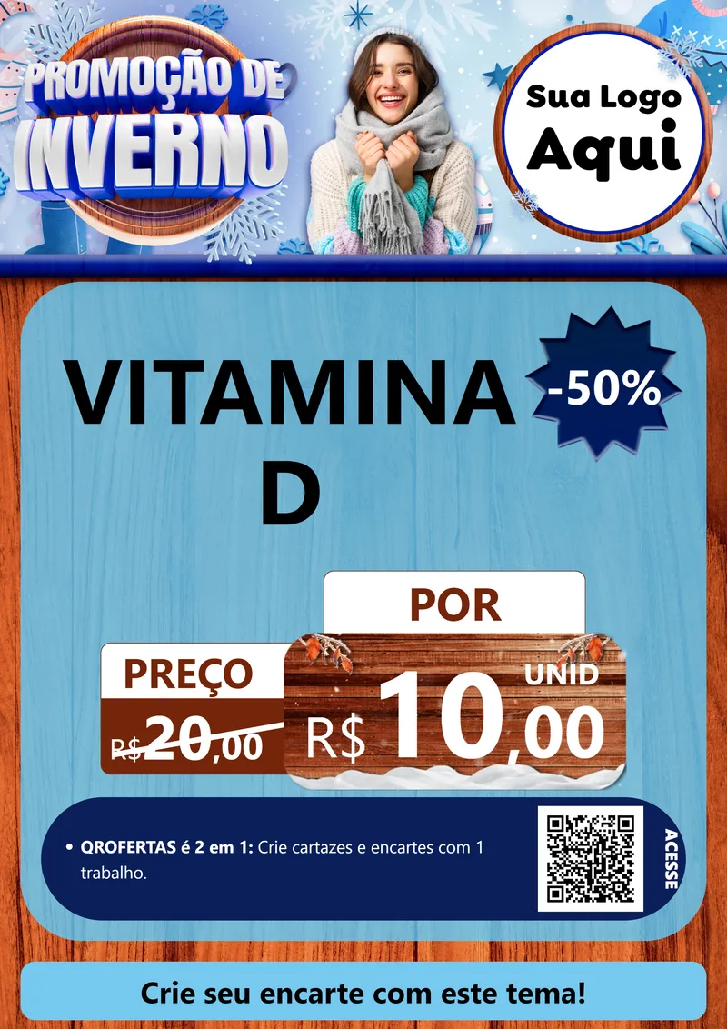 Modelo de Cartaz para Cartaz A4 Vertical com o tema Promoção de Inverno para Farmácia