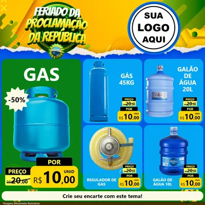 Modelo de Rede Social para Feed Facebook com o tema Feriado da Proclamação da República para Água e gás