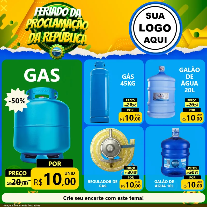Modelo de Rede Social para Feed Facebook com o tema Feriado da Proclamação da República para Água e gás