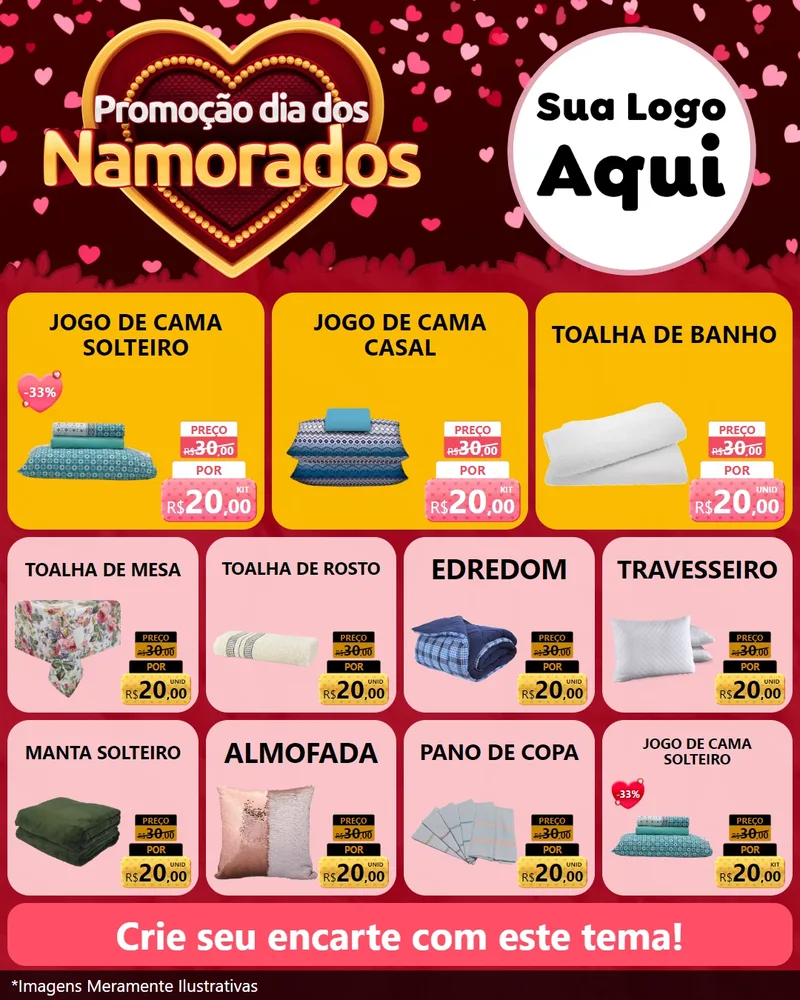 Modelo de Rede Social para Feed Instagram com o tema Promoção Dia Dos Namorados para Cama, Mesa e Banho