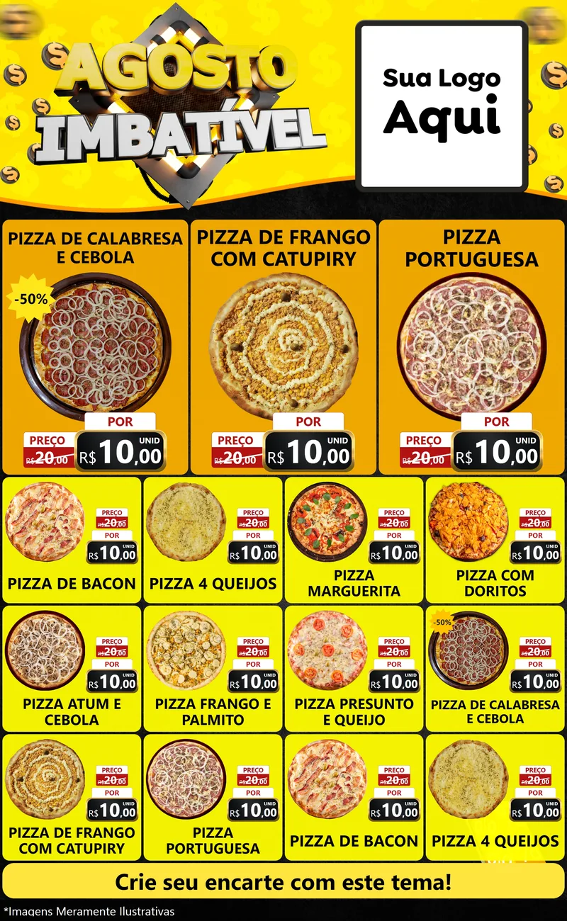 Modelo de Encarte para Encarte Grande com o tema Agosto Imbatível para Pizzaria