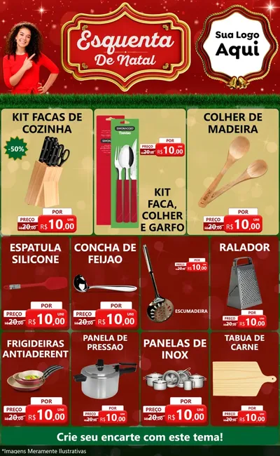 Modelo de Encarte para Encarte Grande com o tema Esquenta de Natal para Utilidades Domésticas