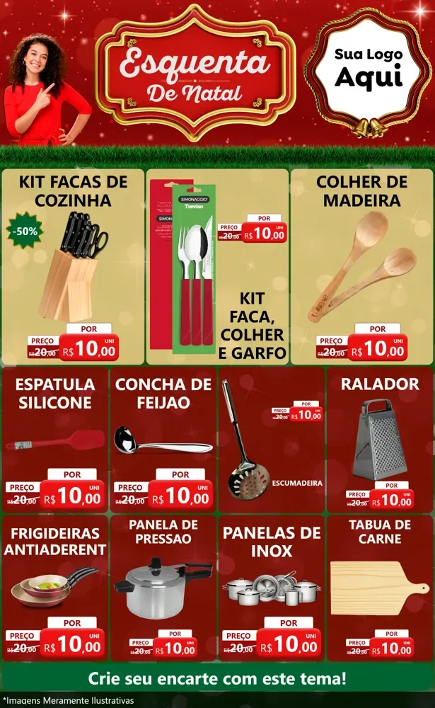 Modelo de Encarte para Encarte Grande com o tema Esquenta de Natal para Utilidades Domésticas