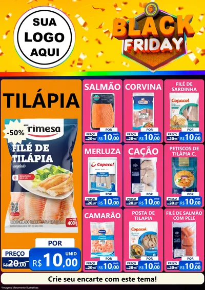 Modelo de Encarte para Encarte A4 Vertical com o tema Black Friday para Peixaria
