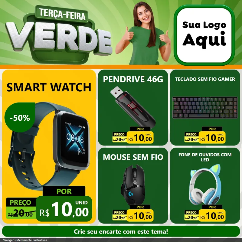 Modelo de Rede Social para Feed Facebook com o tema Terça - Feira Verde para Informática