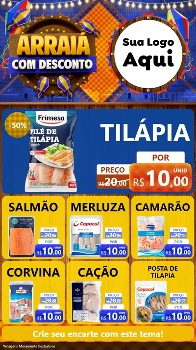 Modelo de Rede Social para Stories com o tema Arraiá Com Desconto para Peixaria