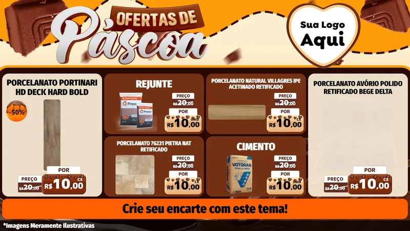 Modelo de TV para TV Horizontal com o tema Ofertas de Páscoa para Pisos e revestimentos
