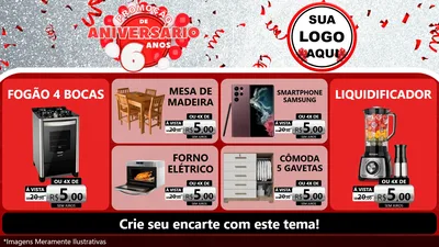 Modelo de TV para TV Horizontal com o tema Promoção de Aniversário - 6 Anos para Móveis e Eletro