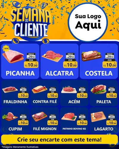 Modelo de Rede Social para Feed Instagram com o tema Semana do Cliente para Açougue