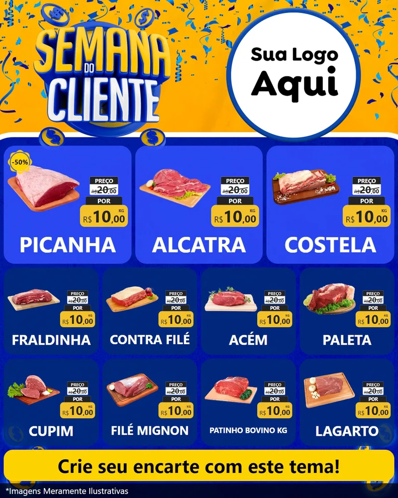 Modelo de Rede Social para Feed Instagram com o tema Semana do Cliente para Açougue