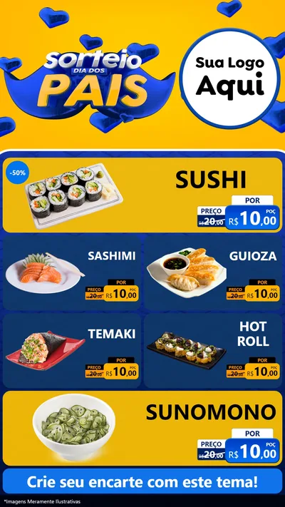 Modelo de TV para TV Vertical com o tema Sorteio Dia dos Pais para Comida japonesa