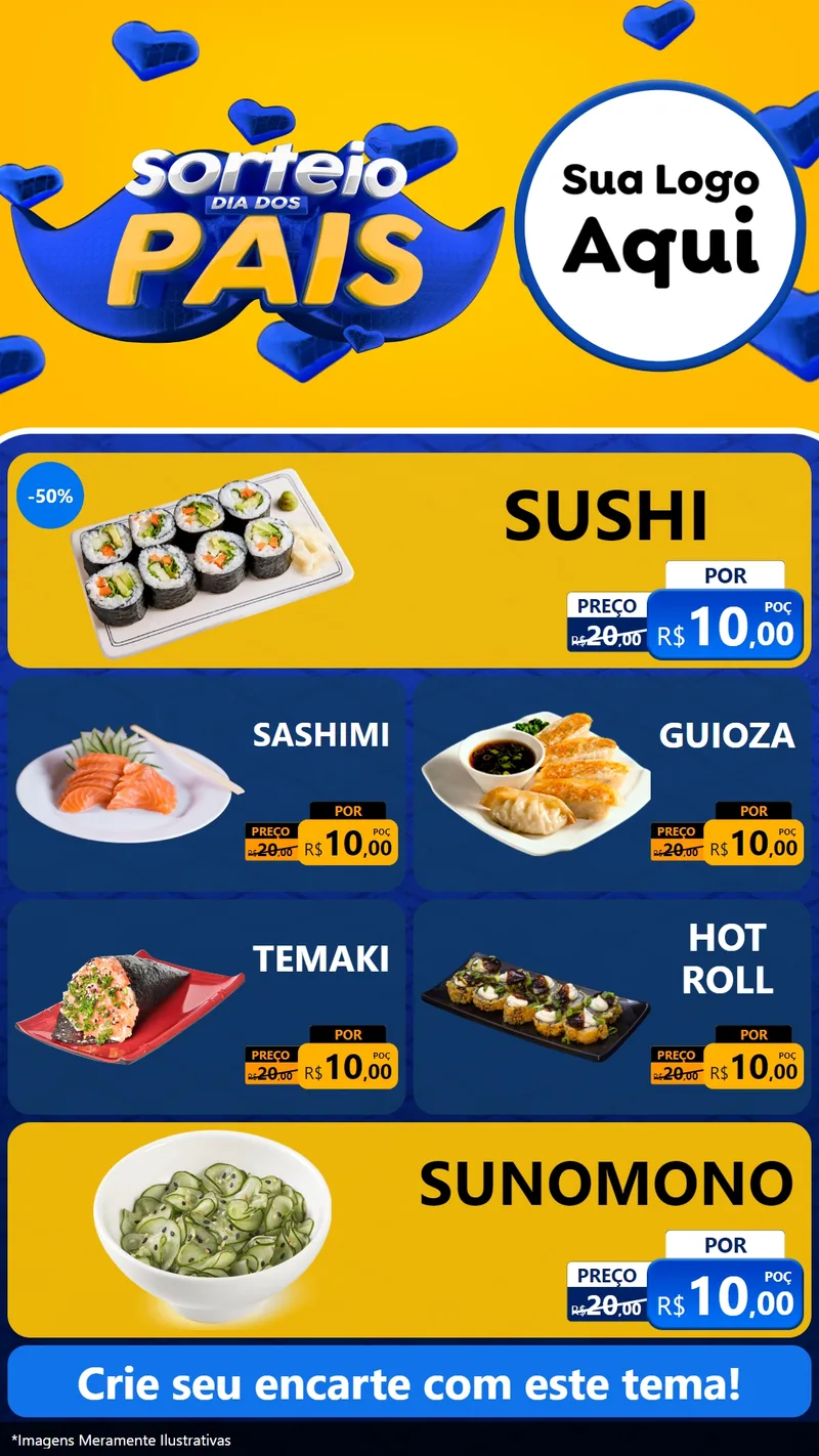 Modelo de TV para TV Vertical com o tema Sorteio Dia dos Pais para Comida japonesa