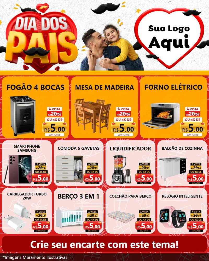 Modelo de Rede Social para Feed Instagram com o tema Dia dos Pais para Móveis e Eletro