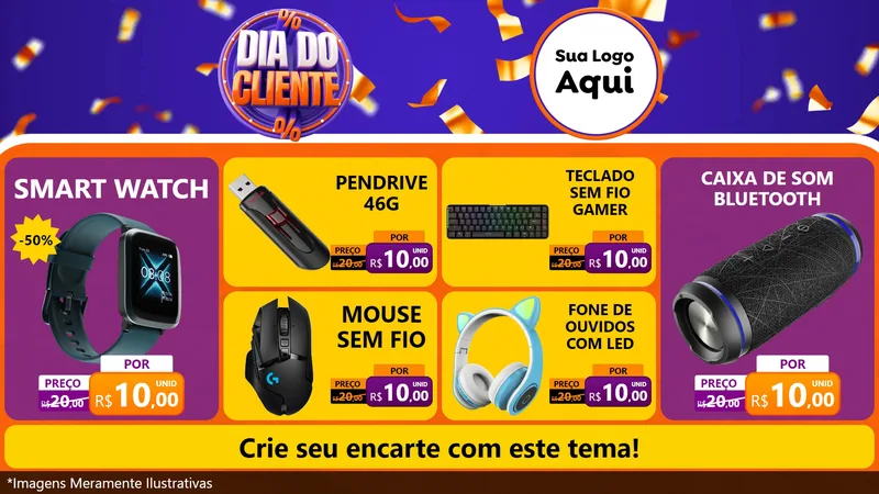 Modelo de TV para TV Horizontal com o tema Dia do Cliente para Informática