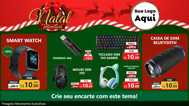 Modelo de TV para TV Horizontal com o tema Natal Imperdível para Informática