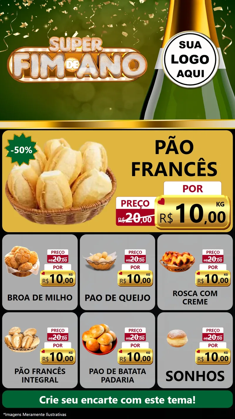 Modelo de Rede Social para Stories com o tema Super Fim de Ano para Padaria