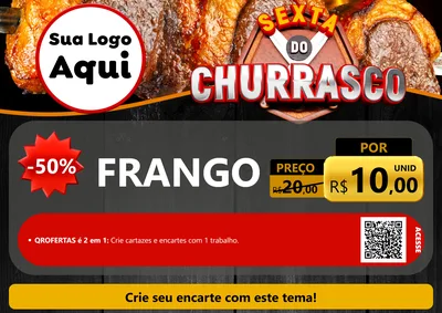 Modelo de Cartaz para Cartaz A4 Horizontal com o tema Sexta do Churrasco para Assados