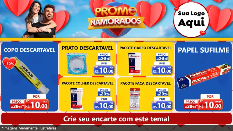 Modelo de TV para TV Horizontal com o tema Promo dos Namorados para Embalagens