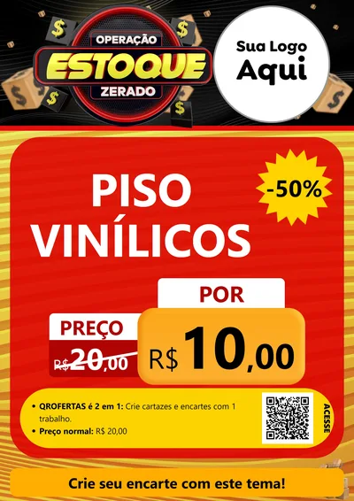 Modelo de Cartaz para Cartaz A4 Vertical com o tema Operação Estoque Zerado para Material para Construção