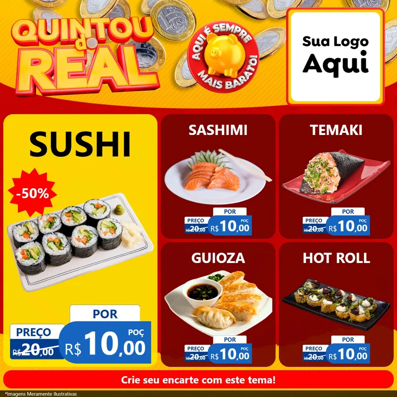 Modelo de Rede Social para Feed Facebook com o tema Quintou do Real para Comida japonesa