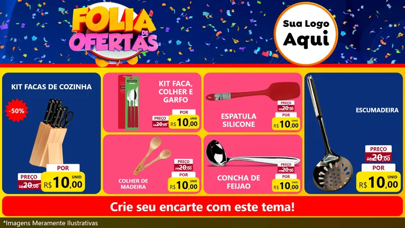Modelo de TV para TV Horizontal com o tema Folia de Ofertas para Utilidades Domésticas