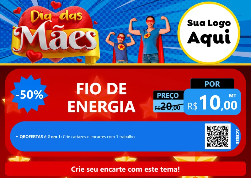 Modelo de Cartaz para Cartaz A4 Horizontal com o tema Dia das Mães para Materiais Elétricos