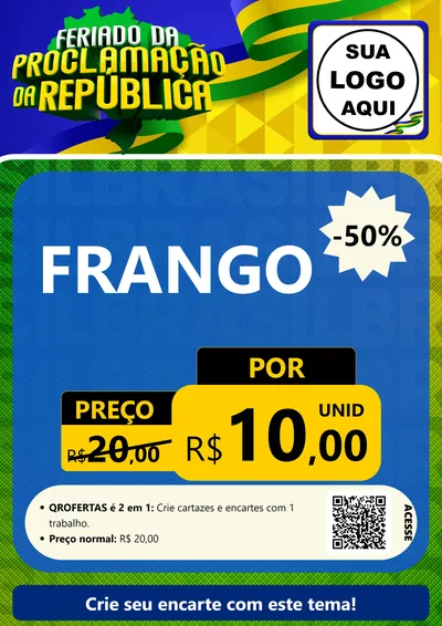 Modelo de Cartaz para Cartaz A4 Vertical com o tema Feriado da Proclamação da República para Assados