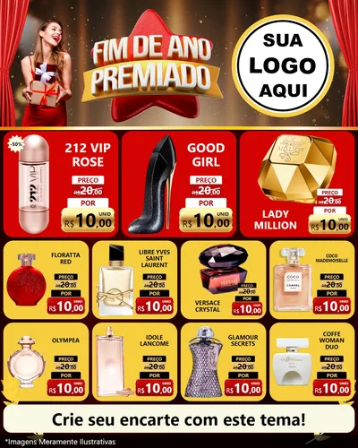 Modelo de Rede Social para Feed Instagram com o tema Fim de Ano Premiado para Perfumes