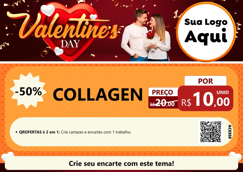 Modelo de Cartaz para Cartaz A4 Horizontal com o tema Valentine's Day para Suplementos alimentares