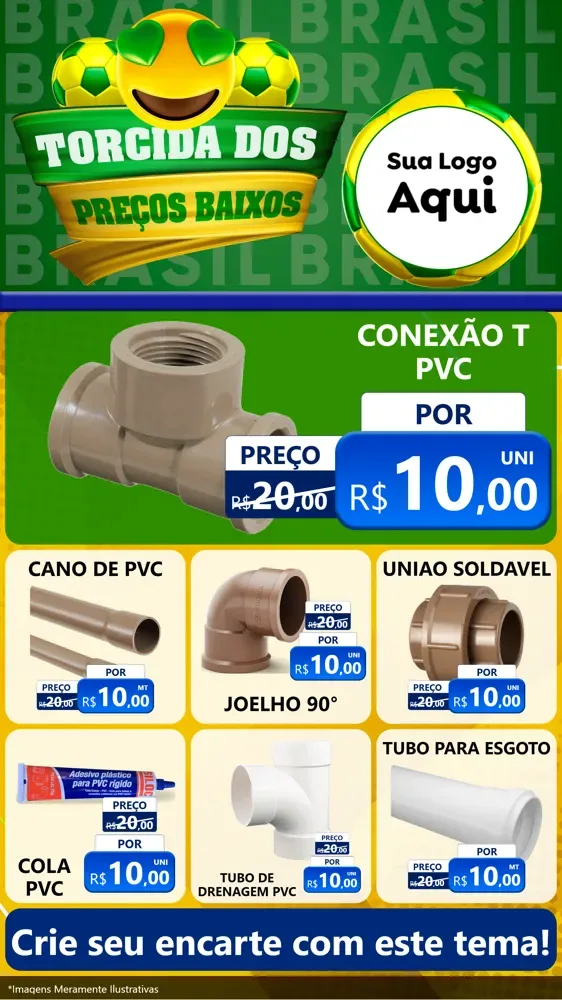 Modelo de Rede Social para Stories com o tema Torcida dos Preços Baixos - Copa para Tubos e conexões