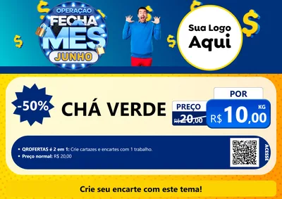 Modelo de Cartaz para Cartaz A4 Horizontal com o tema Operação Fecha Mês, Junho para Produtos Naturais
