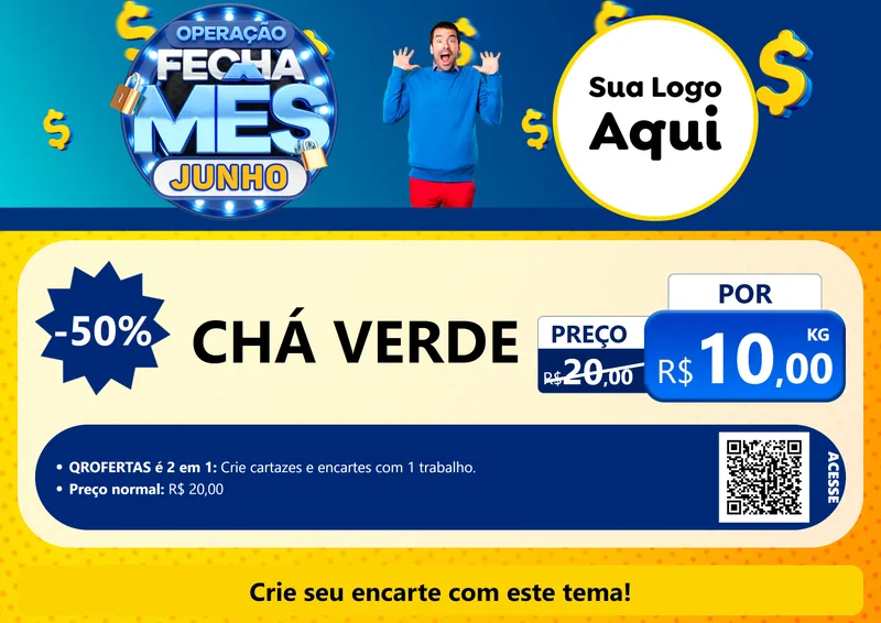 Modelo de Cartaz para Cartaz A4 Horizontal com o tema Operação Fecha Mês, Junho para Produtos Naturais