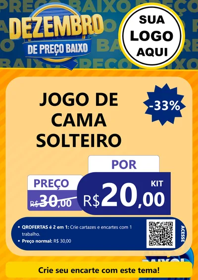 Modelo de Cartaz para Cartaz A4 Vertical com o tema Dezembro de Preço Baixo para Cama, Mesa e Banho