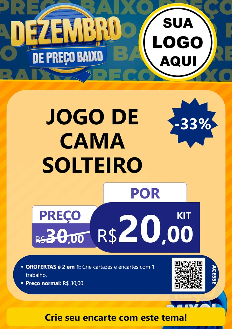 Modelo de Cartaz para Cartaz A4 Vertical com o tema Dezembro de Preço Baixo para Cama, Mesa e Banho