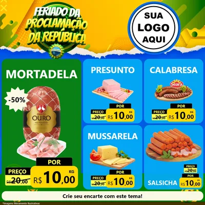 Modelo de Rede Social para Feed Facebook com o tema Feriado da Proclamação da República para Frios e Laticínios