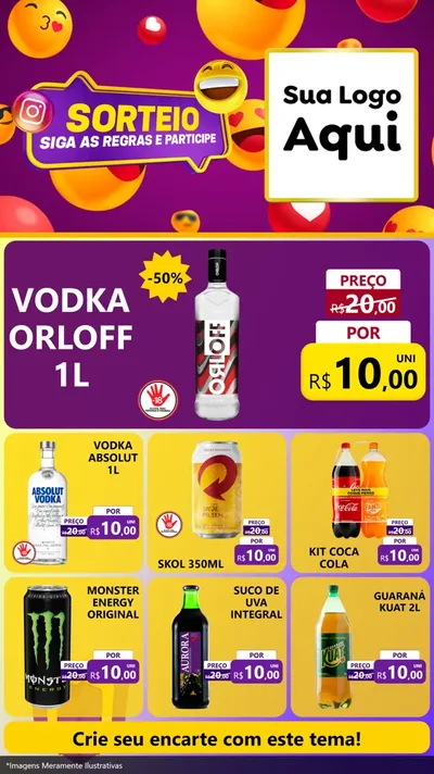 Modelo de Rede Social para Stories com o tema Sorteio para Distribuidora de bebidas