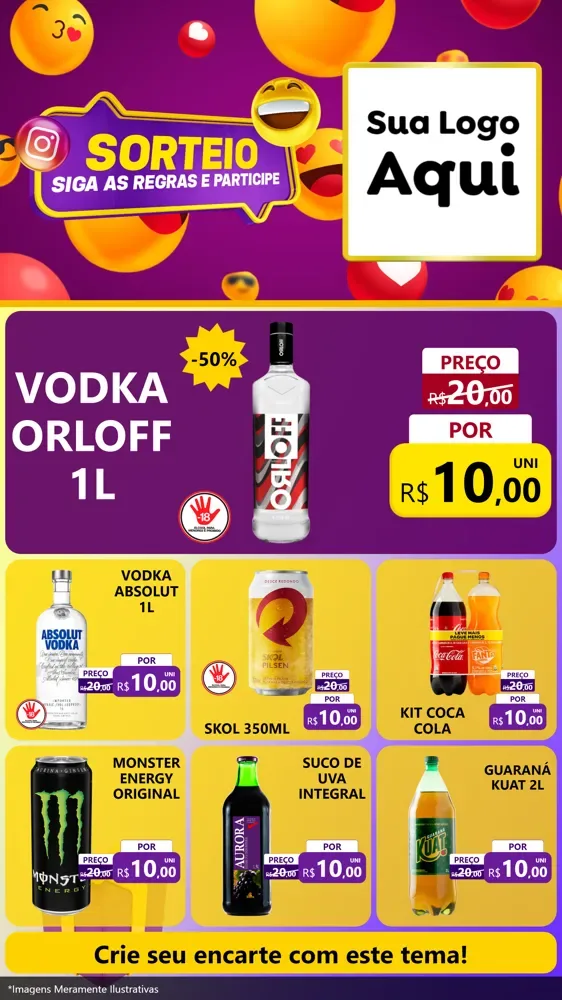 Modelo de Rede Social para Stories com o tema Sorteio para Distribuidora de bebidas