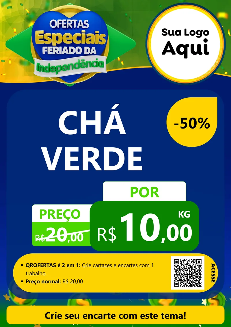 Modelo de Cartaz para Cartaz A4 Vertical com o tema Ofertas Especiais Feriado da Independência para Produtos Naturais