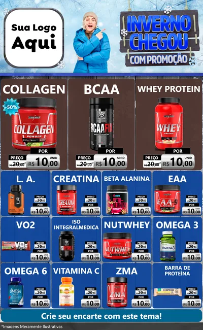 Modelo de Encarte para Encarte Grande com o tema Inverno Chegou Com Promoção para Suplementos alimentares