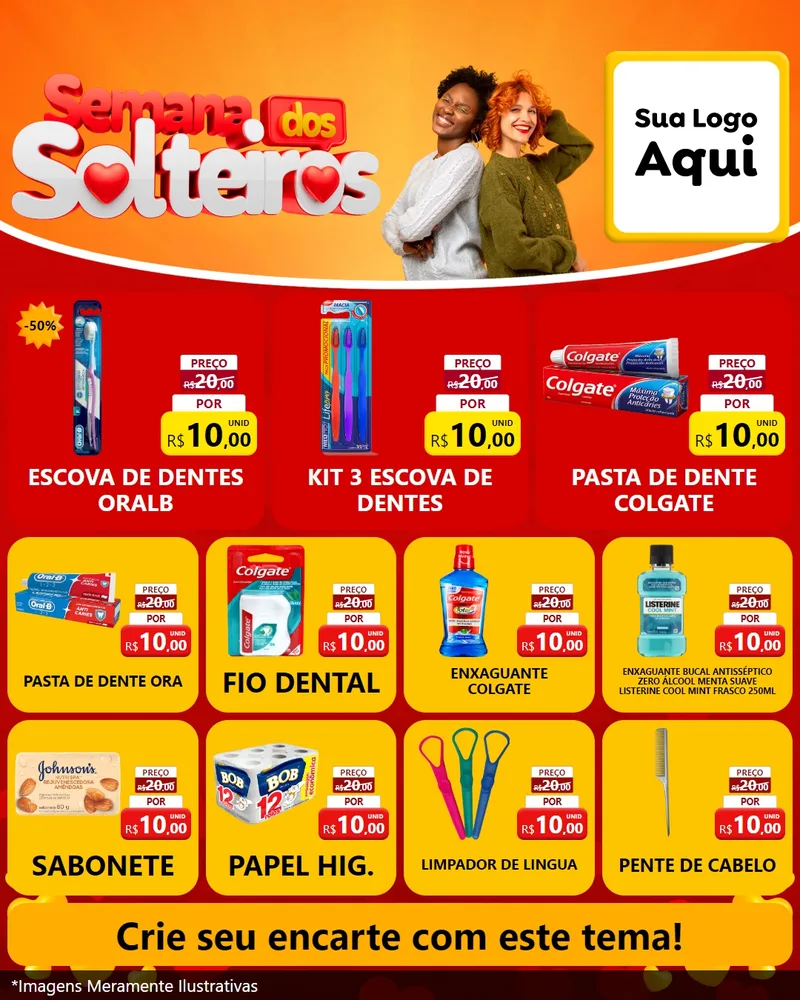 Modelo de Rede Social para Feed Instagram com o tema Semana dos Solteiros para Higiene Pessoal