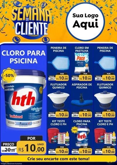 Modelo de Encarte para Encarte A4 Vertical com o tema Semana do Cliente para Produtos para Piscina