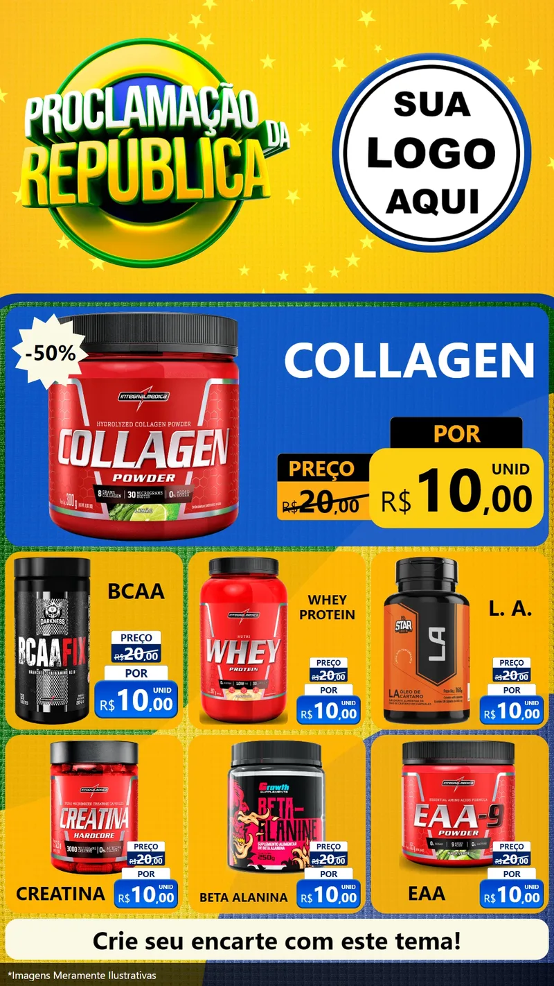 Modelo de Rede Social para Stories com o tema Proclamação da República para Suplementos alimentares