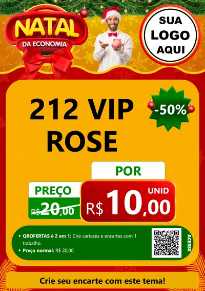 Modelo de Cartaz para Cartaz A4 Vertical com o tema Natal da Economia para Perfumes