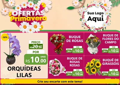 Modelo de Encarte para Encarte A4 Horizontal com o tema Ofertas de Primavera para Floricultura e jardim